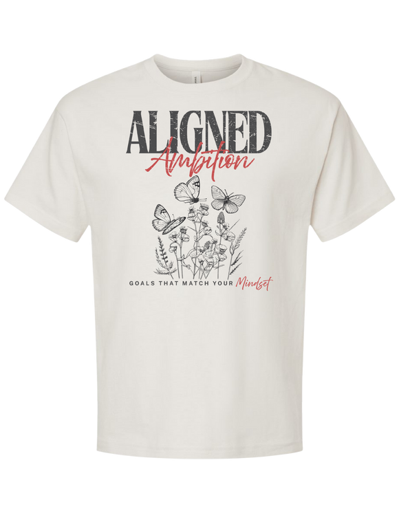 Aligned Ambition t-shirt in vintage white – front view