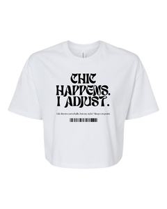 Cropped Bella+Canvas cotton shirt – white tee with bold black text