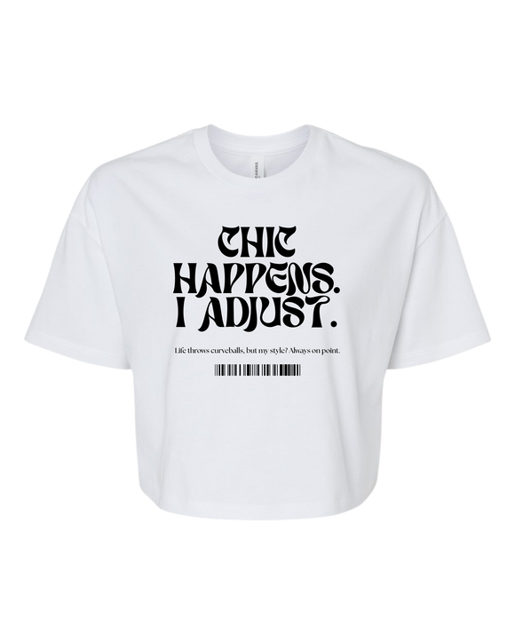Cropped Bella+Canvas cotton shirt – white tee with bold black text