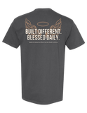 Faith Over Fatigue Hustle Over Hype T-shirt in Pepper – back view