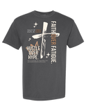 Faith Over Fatigue Hustle Over Hype T-shirt in Pepper – front view