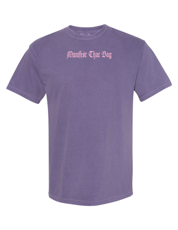Manifest That Bag t-shirt in grape – front view
