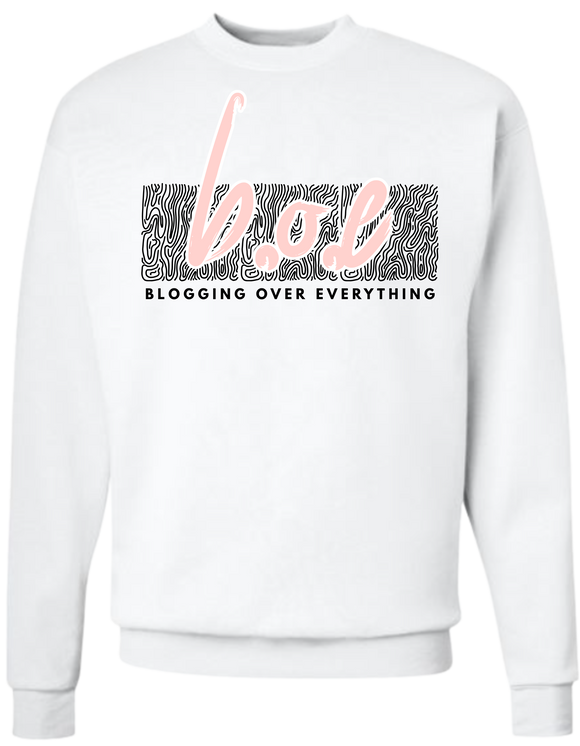 Front view of The Signature B.O.E. Crew in White displayed on a clean background