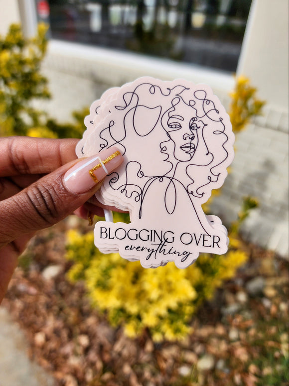 Blogging Over Everything Girl Die Cut Sticker